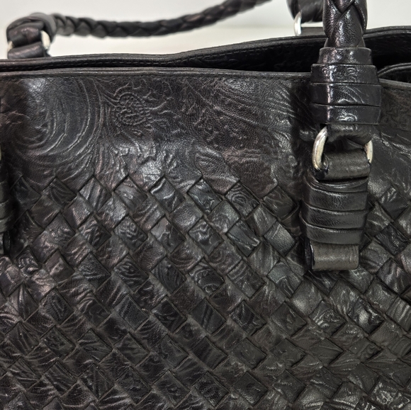 Bottega Veneta Woven Embossed Leather Dark Brown Tote Bag - Picture 10 of 15
